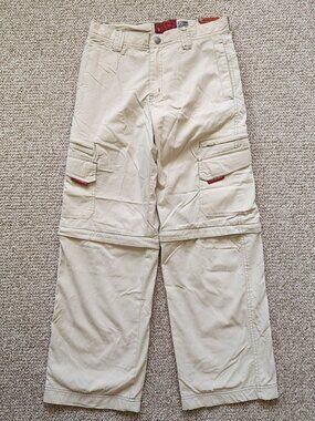 NEW Old Navy Vintage Y2K Wide Leg Beige Cargo Pants Zip Off Boys 14 Skater 90s